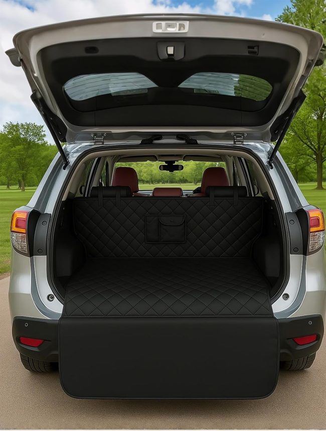 Universal Cargo Liner for SUV – Waterproof Dog Trunk Mat, Non-Slip Back Seat Protector, Car Bed Cover, Pet Barrier, Rear Liner Accessories for Trucks & Sedans, Universal Fit Trunk Cover