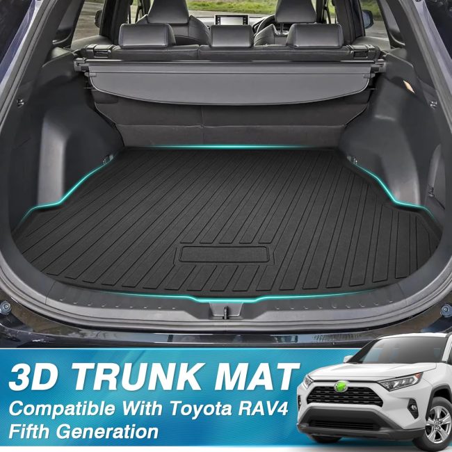 Cargo Liner for Toyota RAV4 All Models 2019-2025, All Weather Trunk Liner Rear Cargo Mat Anti-Slip Durable Black - Image 2