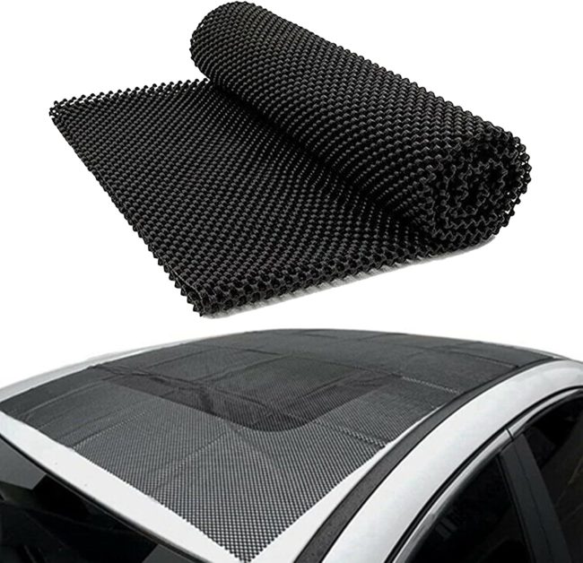 Pack-1 Car Trunk Anti-Slip Mat, 3.93 Ft x 3.28 Ft Multi-Function Flexible Cuttable Roof Table Protector, Waterproof Anti-Scratch Foldable Vehicle Cargo Net Mat, Universal for Cars Home (Black)