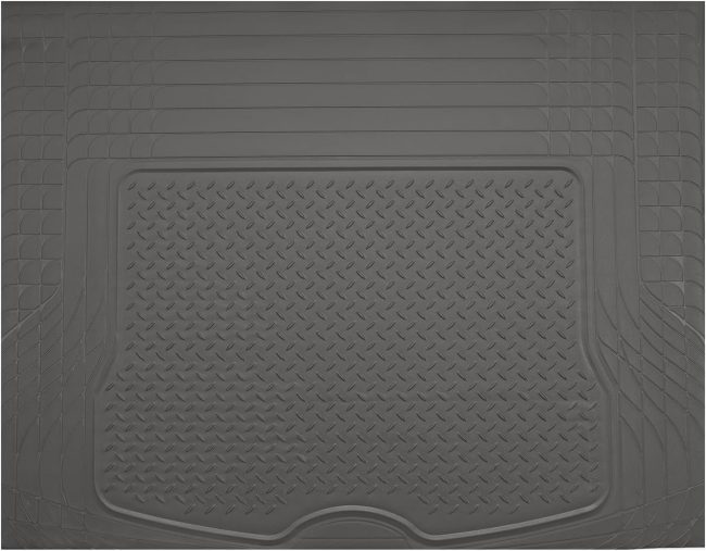 Heavy Duty Rubber Trunk Cargo Liner Floor Mats, Trimmable to Fit for Car, SUV, Van, and Trucks – All-Weather Protection, Anti-Slip Backing, Easy to Clean, Durable and Long-Lasting (Gray)