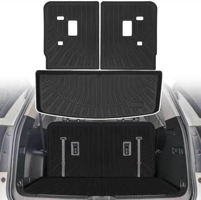 Cargo Liners Backrest Mat for GMC Acadia Accessories 2017-2023 with Hook&Loop Rear Trunk Mat Rear Seat Back Cover Protector All Weather Anti-Slip Split Dog Liner