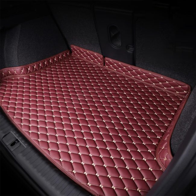Car Trunk Mat for Porsche macan 2014-2025 Anti Slip Wear Resistant Trunk Protection Mat Leather Cargo Liners for All Weather Trunk Accessories,Red