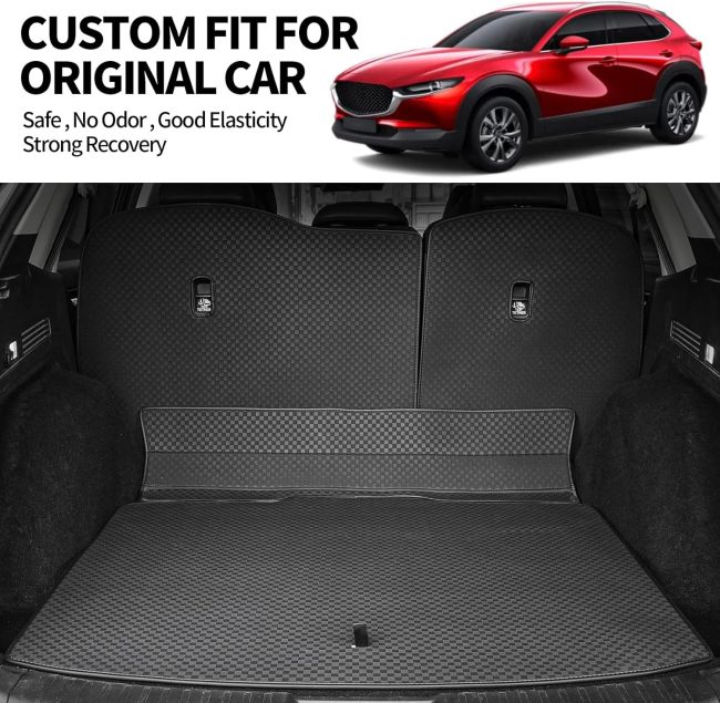 Trunk Liner & Backrest Mat Compatible with 2019-2024 2025 Cadillac XT4- Custom Fit PU Leather Cargo Liner and Backrest Protector- All Weather Waterproof Anti-Slip Easy to Clean Cargo Mats - Image 2