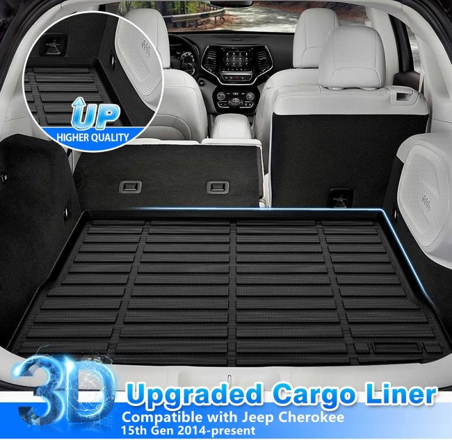 Custom Fit for Cargo Liner Jeep Cherokee 2014-2022 2023 All Weather Anti-Slip Rear Trunk Mat Waterproof TPE (NOT for Jeep Grand Cherokee) - Image 2