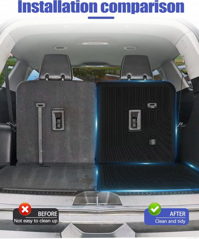 Cargo Liners Backrest Mat for GMC Acadia Accessories 2017-2023 with Hook&Loop Rear Trunk Mat Rear Seat Back Cover Protector All Weather Anti-Slip Split Dog Liner - Image 2