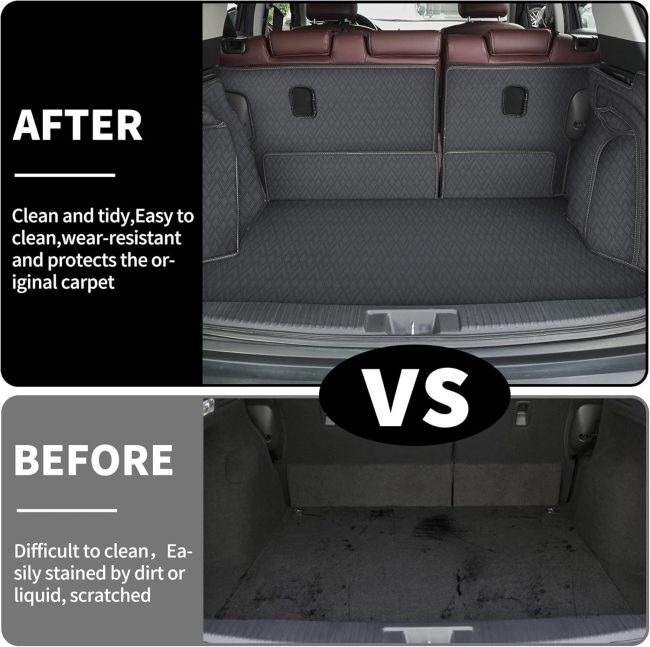 Trunk Mat & Backrest Mat for 2022-2024 Honda Civic- Custom Fit PU Leather Cargo Liner and Rear Backrest Protector- All Weather Waterproof Anti-Slip Easy to Clean Cargo Mats - Image 2